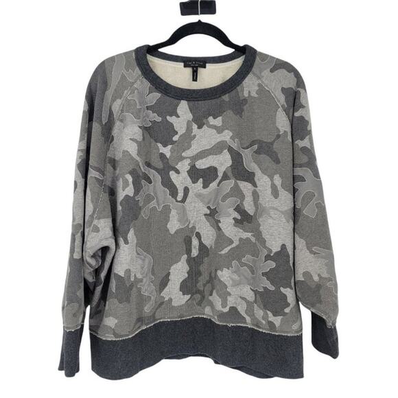 Rag & Bone Women's Mesh Camouflage Racer Long Sleeve Sweatshirt Size Large - Picture 2 of 5